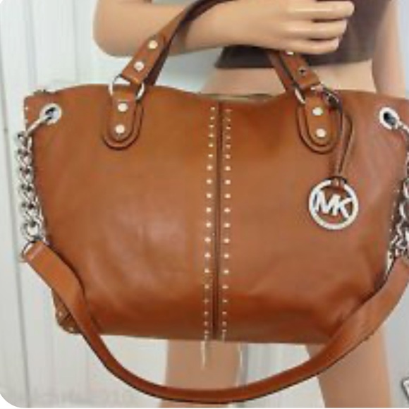 MICHAEL KORS, Uptown Astor Studded Large Tote Chain Shoulder Strap Satchel. - Picture 2 of 16